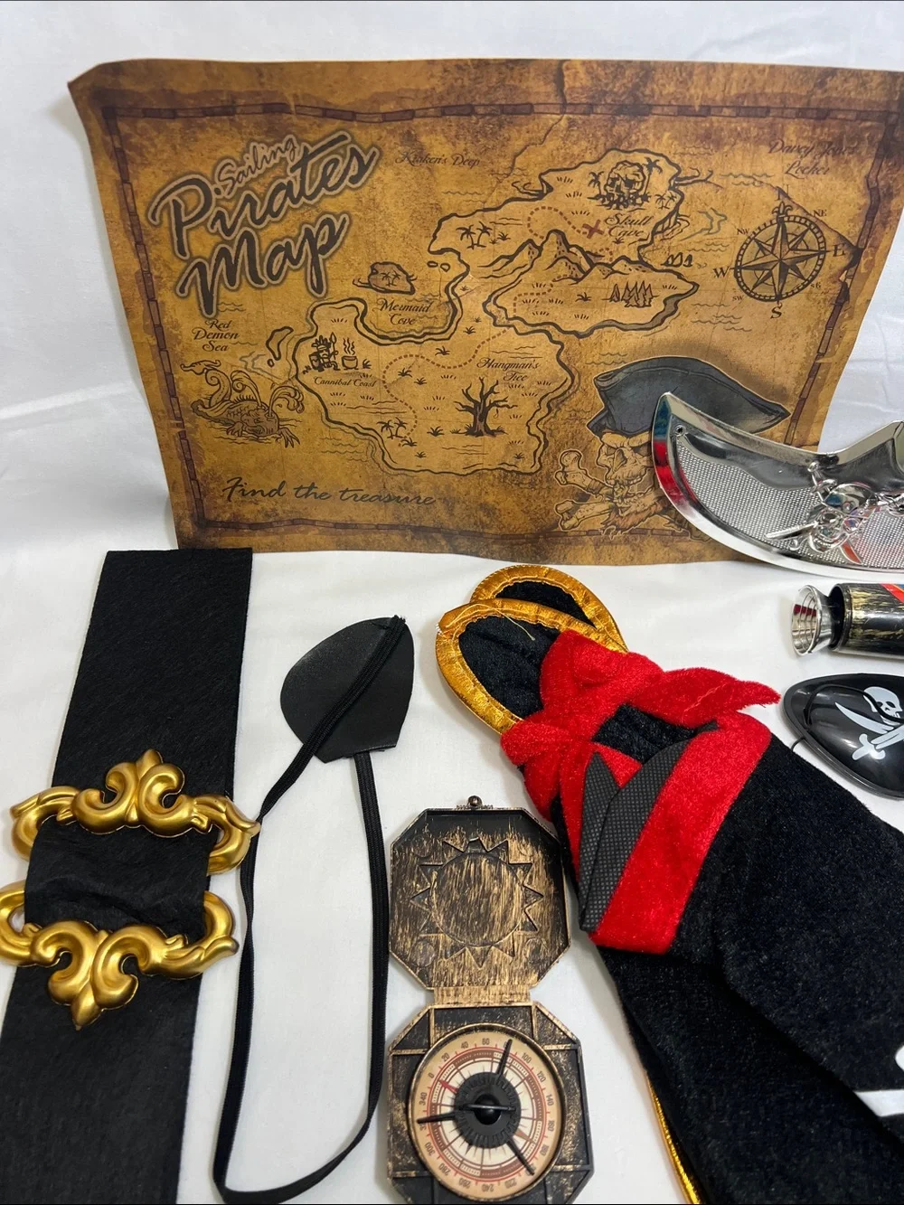 Kids Black and Red Pirate Costume Set - Skull Theme